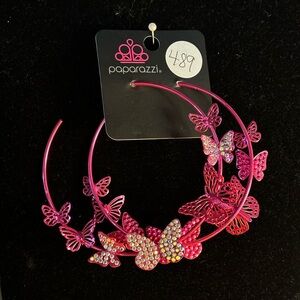 NWT Very Large Pink Hoop Earrings